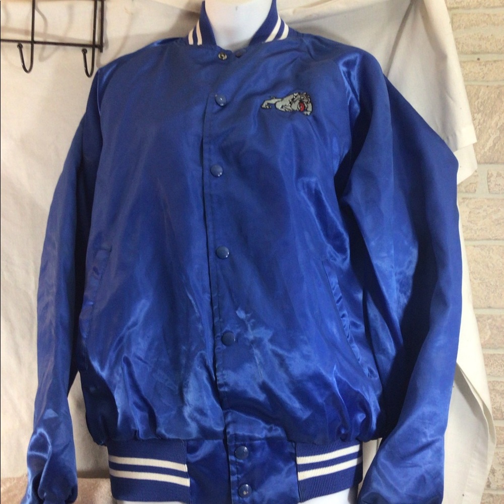 Mens Sz M Blue & White BULLDOGS Baseball Jacket